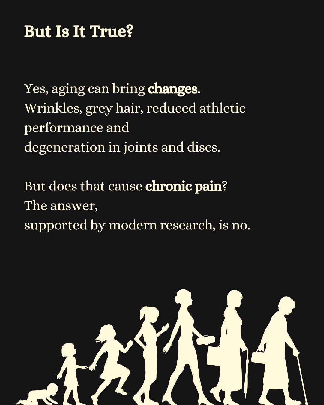 Illustration of a female from birth to elderly age, part of Painbusterz’s series exploring the relationship between aging and chronic pain.